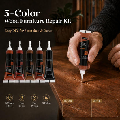 10 Color Wood Repair Kit Blendable Anti-Crack Furniture Restore Set | Full Tool & Color Chart, Strong Adhesion, Repairs Floor Cabinet Wood Surfaces, Practical Housewarming DIY Gift Kit