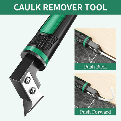 6 in 1 Caulking Tool & Caulk Remover Tool Kit with Dual-End Multi-Function Handle – Grout Removal Tool & Scraper for Bathroom, Kitchen, Tile Sealing