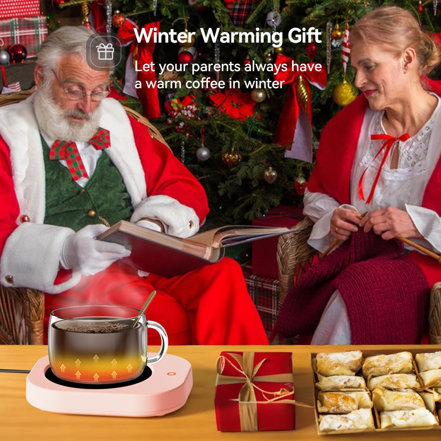 Enhanced Candle Wax Melt Warmer for Jar Candles, Safely Releases Scents Without Flame, Coffee Mug Warmer for Desk, Gravity-Induction Auto Shut Off, Electric Self Heated Plate for Heating Milk Tea