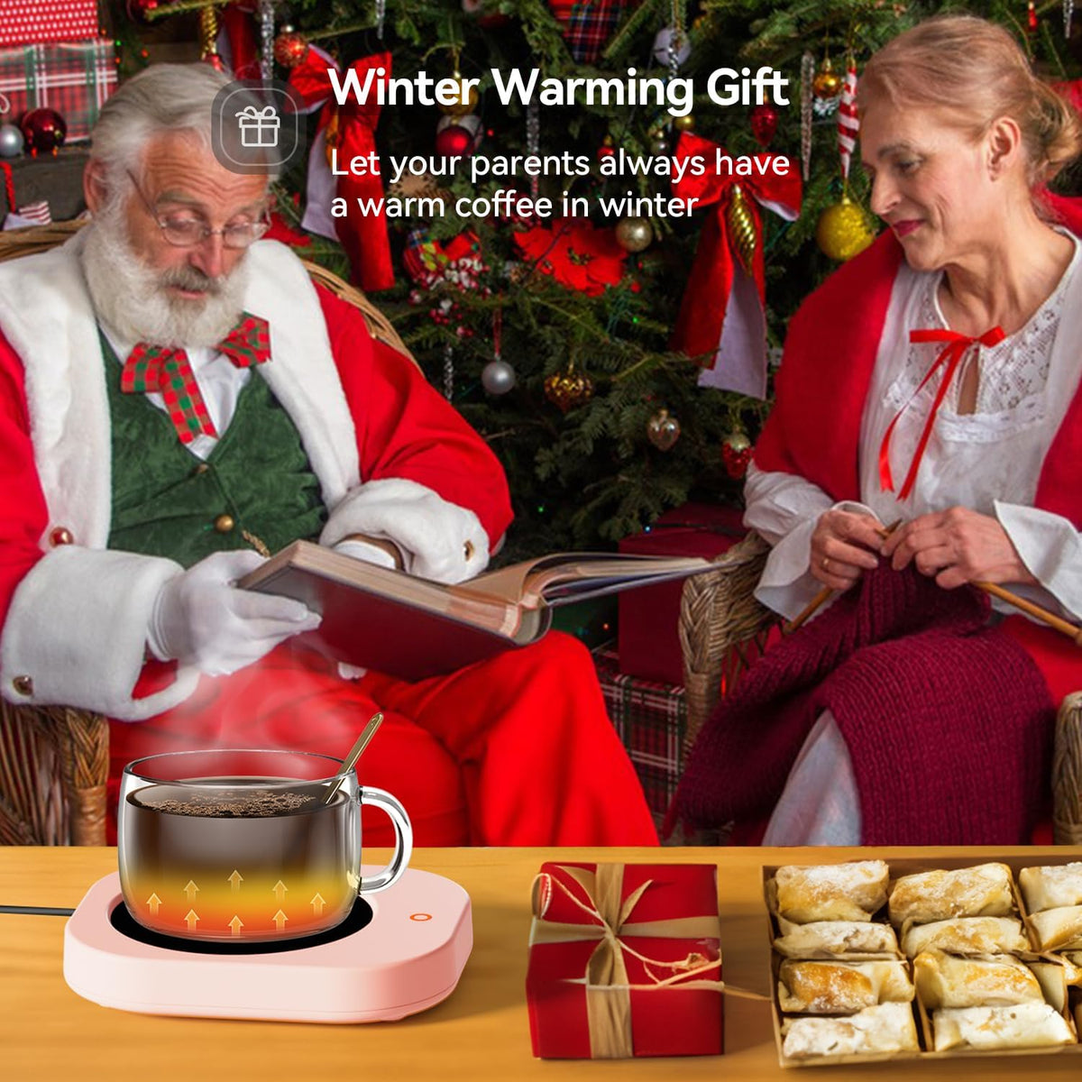 Enhanced Candle Wax Melt Warmer for Jar Candles, Safely Releases Scents Without Flame, Coffee Mug Warmer for Desk, Gravity-Induction Auto Shut Off, Electric Self Heated Plate for Heating Milk Tea