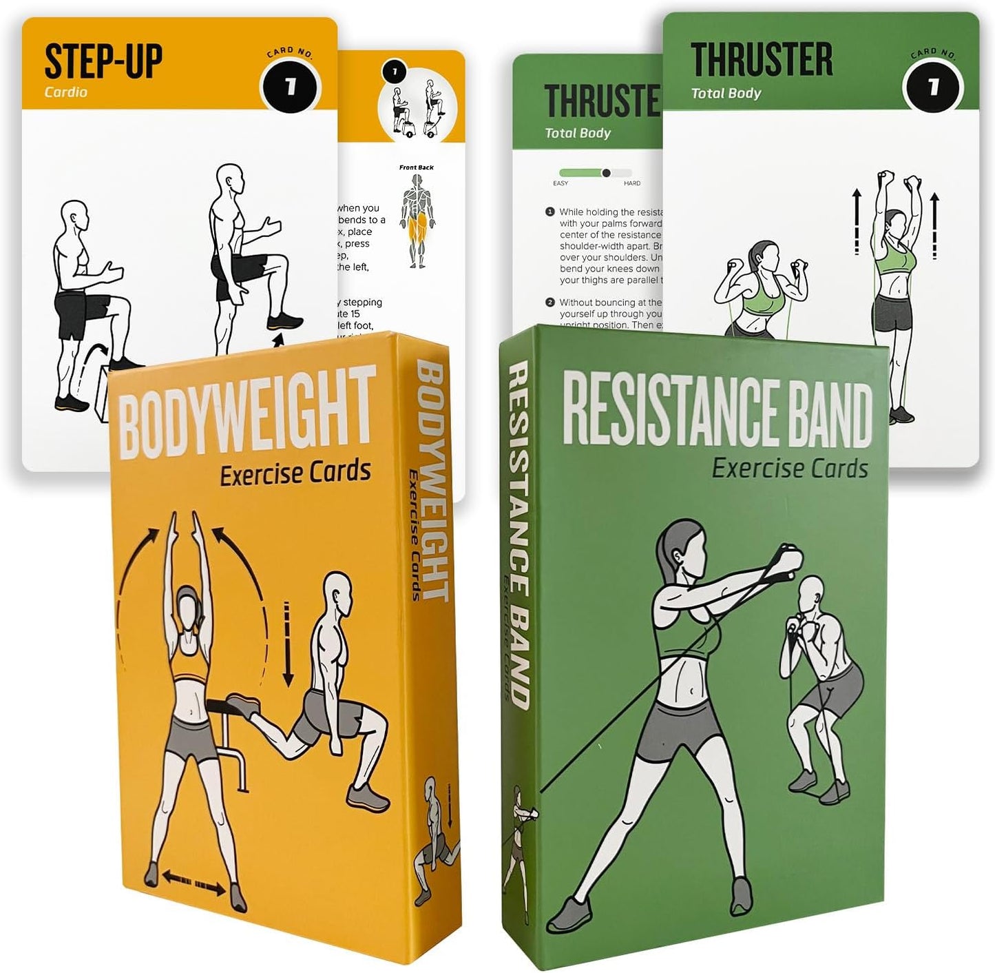 Bodyweight & Dumbbell Workout Cards - 100 Large 5"x3.5" Exercise Cards with 24 Strength Moves, Home & Gym Fitness Cards for Men & Women, Beginner Fitness Guide