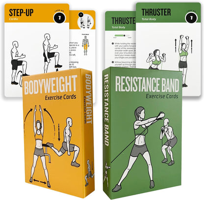 Bodyweight & Dumbbell Workout Cards - 100 Large 5"x3.5" Exercise Cards with 24 Strength Moves, Home & Gym Fitness Cards for Men & Women, Beginner Fitness Guide