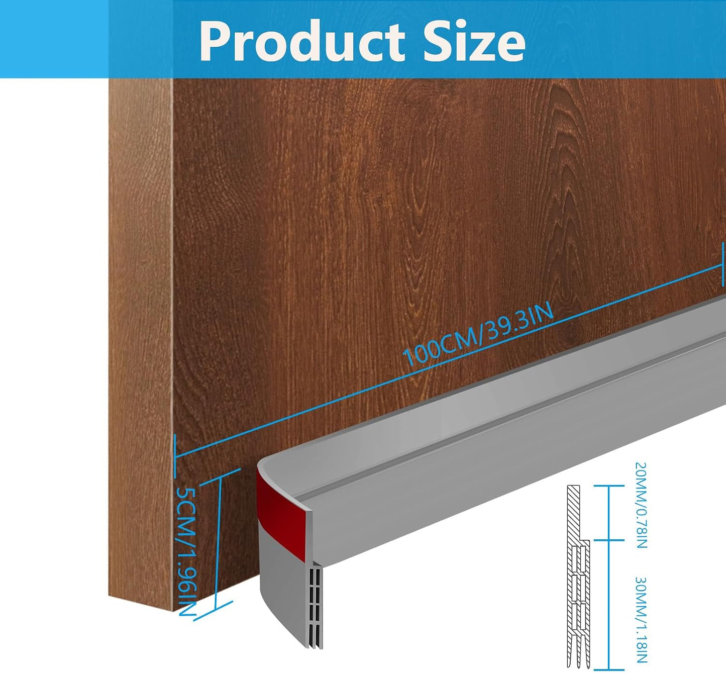 Ainiv Door Draft Stopper Under Door Seal, 2" W x 39" Cutable Soundproof Door Seal, Adhesive Under Door Sweep Weather Stripping Soundproof Kit, Under Door Draft Stopper Seals Anti-Collision-Black