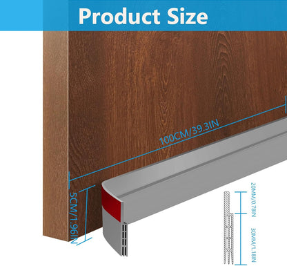 Ainiv Door Draft Stopper Under Door Seal, 2" W x 39" Cutable Soundproof Door Seal, Adhesive Under Door Sweep Weather Stripping Soundproof Kit, Under Door Draft Stopper Seals Anti-Collision-Black