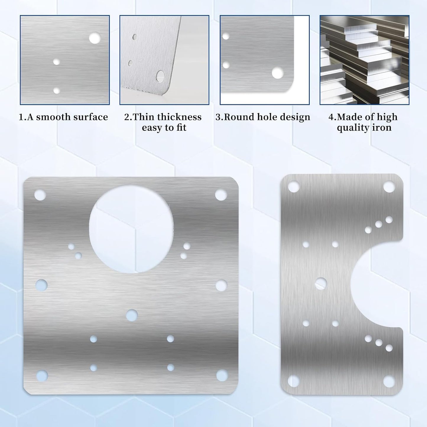 Trinkrittey 6 PCS Hinge Repair Kit Plate for Cabinet Hinges Repair Fixing Plates Stainless Steel Cabinet Hinge Repair Plate with Mounting Screw Hinge Repair Replacement Kit for Cupboard