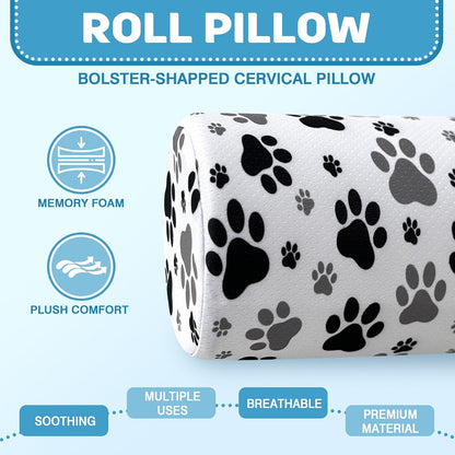 Neck Roll Pillow for Sleeping,Ergonomic Cylinder Tube Pillows for Cervical Spine and Neck Support,Versatile Roll Pillow for Bed,Office,and Travel,Memory Foam Bolster with Washable Cover
