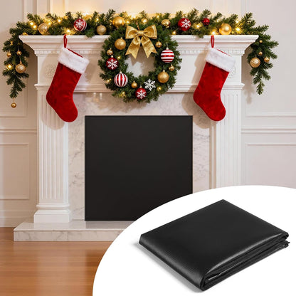 FLASLD Magnet Fireplace Cover Blocker, 36" x 32" Fireplace Blanket Stops Overnight Heat Loss, Fireplace Draft Stopper Save Energy Black