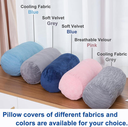 1 MIDDLE ONE Round Cylinder Bolster Pillow with Removable Cooling Cover, Tube Roll Cervical Pillow for Head, Neck, Back and Legs Support, 13"x 6", Grey