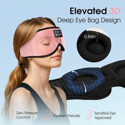 ZUMUSEN Bluetooth Sleep Headphones Mask with 3D Stereo Speakers