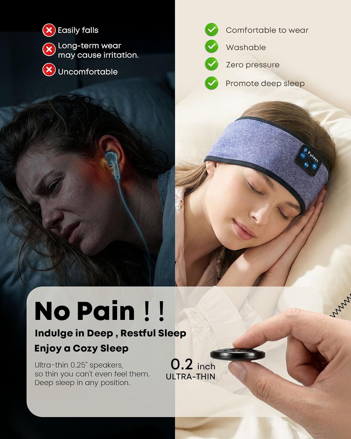 Sleep Headphones Bluetooth 5.4 Headband, Wireless Sleep Headphones with Ultra-Thin HD Stereo Speakers for Side Sleepers, Sweatproof Sports Headband for Workout Yoga Running Cool Gadget Unique Gifts