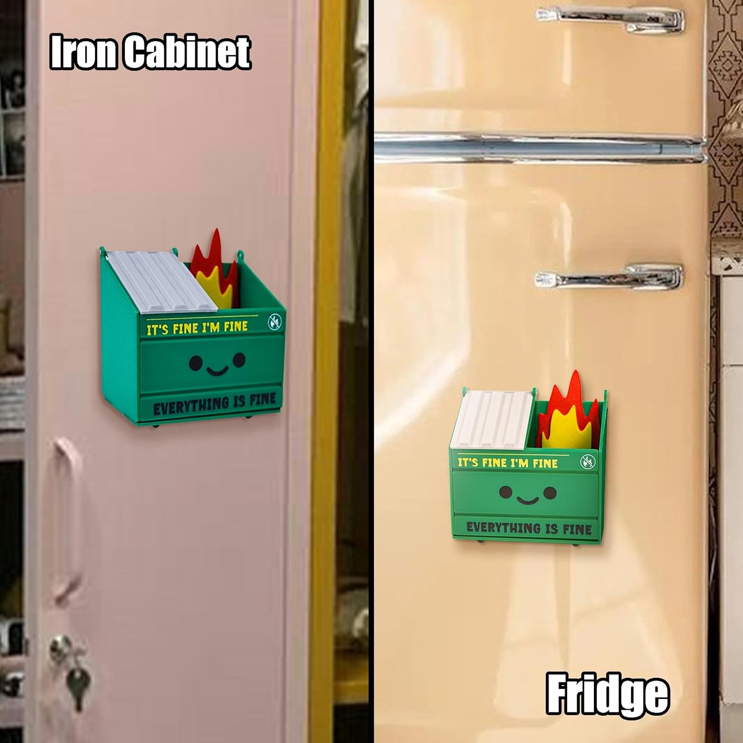 Tian Zhun Dumpster Fire Pencil Holder Funny Magnetic Pen Holder Strong Magnets to Store Marker Pencil Organizer for Refrigerator Whiteboard Locker Home Office or Hospital