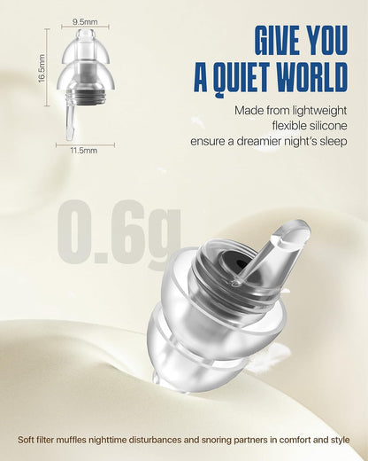 Ear Plugs for Sleeping 2 Pairs, Ultra-Comfy Reusable Small Earplugs for Sleep, Travel, Focus, Side Sleepers, Snoring - 27 dB Soundproof Noise Cancelling Silicone Hearing Protection