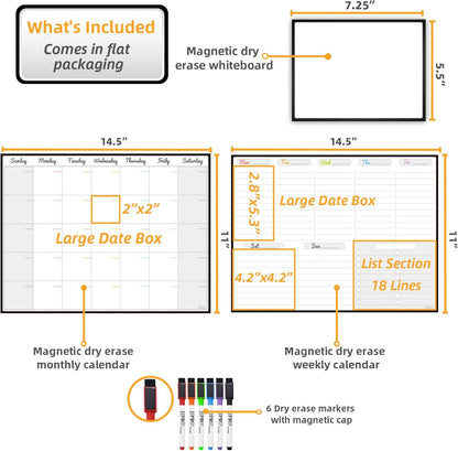 JJPRO Magnetic Dry Erase Chore Chart Set for Fridge-Used for Multiple Kids-One Chore Chart and Two Bonus Dry Erase Pad/Grocery Boards-Behavior Chart for Multiple Kids