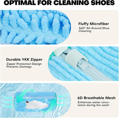 Shoe Washing Machine Bag: Laundry Shoe Bag for Washer and Dryer - 2pc Reusable Shoe Cleaning Bag for Sneaker Tennis Shoes Unstain Cleaner Kit (Yellow 2pcs)
