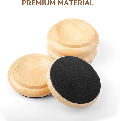 4 Pcs Solid Wood Upright Piano Caster Cups,Furniture Caster Cups,HilerPunk Sofas Beds Chairs Wheel Caster Cups Pads,with Non-Slip & Anti-Noise Felt Pads,for Hardwood Floor Protectors-Natural Wood
