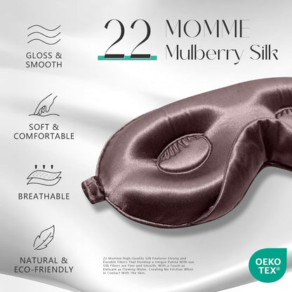 ZIMASILK Adjustable 3D 22 Momme 100% Mulberry Silk Sleep Mask | Upgraded Eye Mask for Sleeping - Soft & Breathable Blindfold - Blackout for Deep Sleeping (Pink)