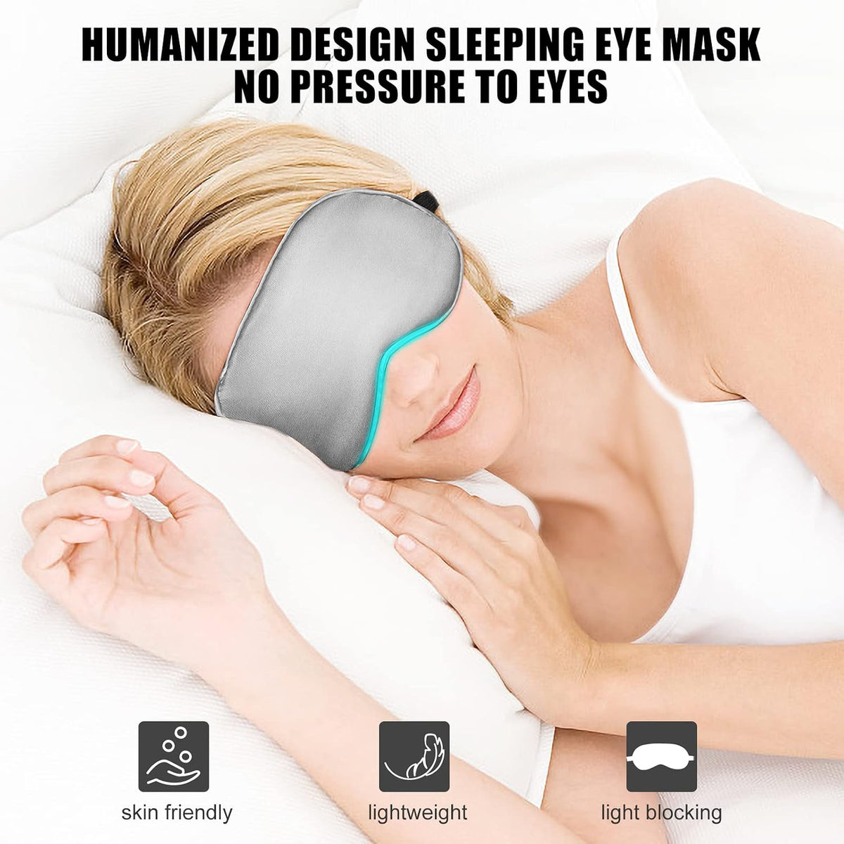 Silk Sleep Mask with Cooling Gel Eye Mask, Warm and Cold Compress, Heated Eye Mask for Tired Eyes, Stain Eye Cover Sleeping Mask for Travel, Home, Office, Yoga, Total Blackout (Black)