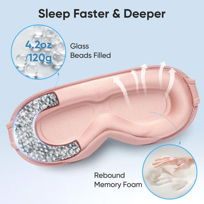 Weighted Eye Mask for Sleeping - Sleep Mask for Women & Men, 3D Contoured Blackout Sleeping Mask for Lash Extensions, Zero Pressure Soft Eye Cover with Adjustable Strap for Travel
