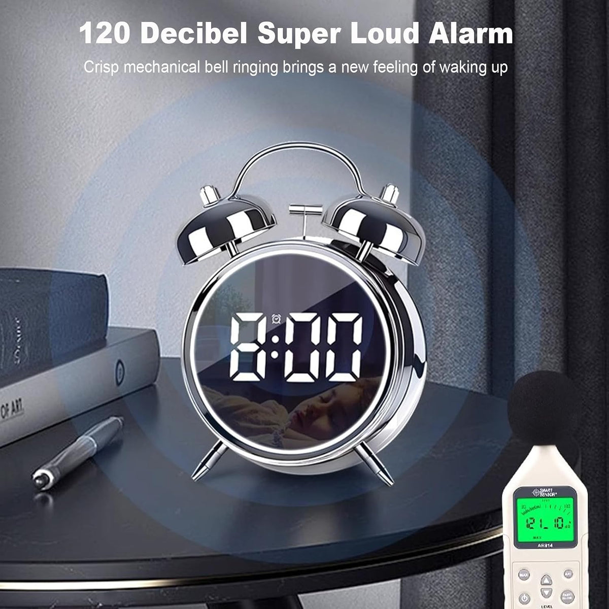 Digital Small Alarm Clock, 4.5 Inch Double Bell Electronic LED Alarm Clock