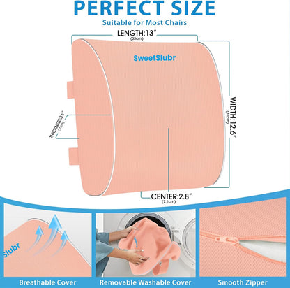 SweetSlubr Lumbar Support Pillow for Office Chair,Back Support(Black,Large)