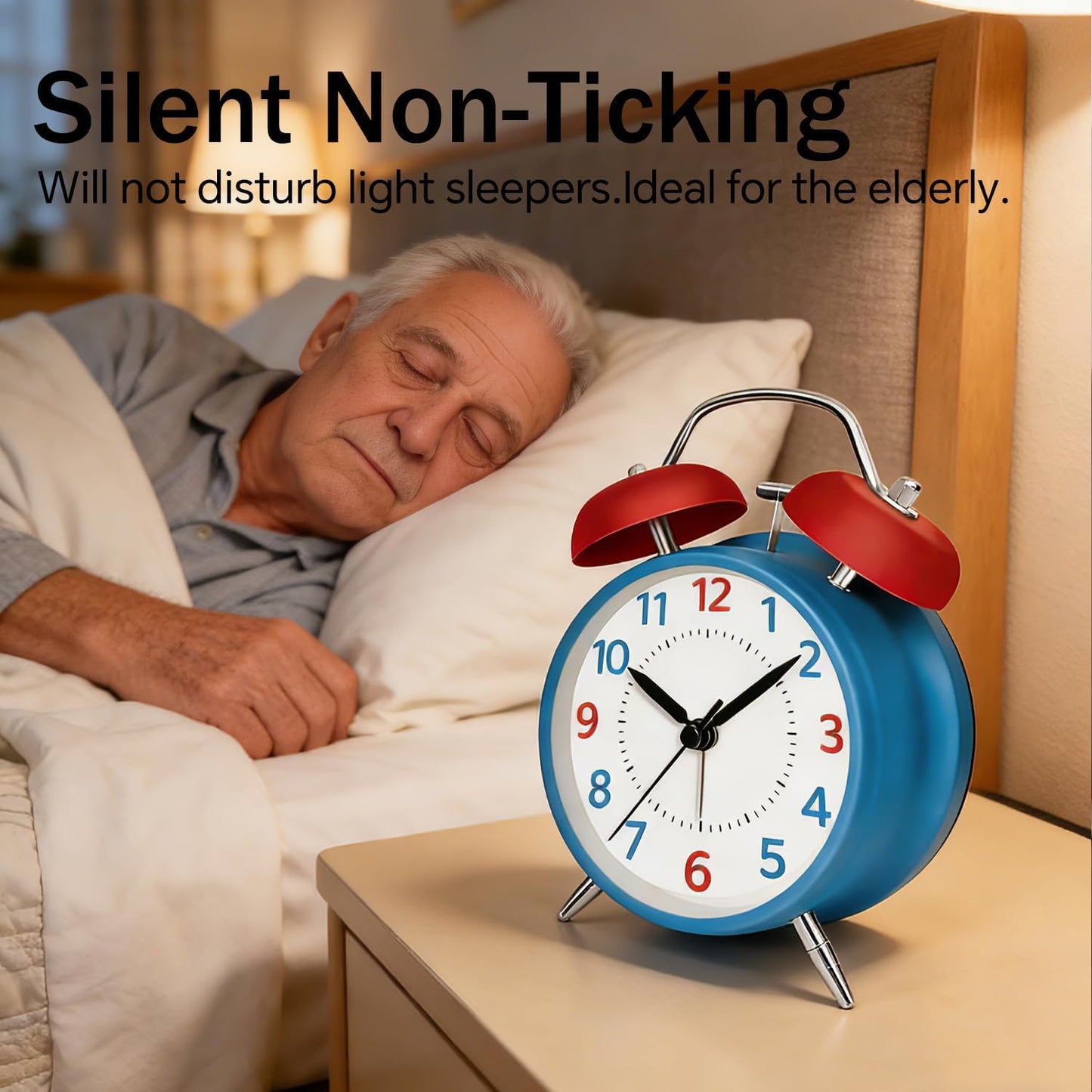 4.5" Analog Alarm Clock for Heavy Sleepers, Loud Battery Operated Alarm Clocks with Light, Metal Silent Desk Clock for Bedrooms, Retro Bedside Clocks for Kids Girls Women Mother Seniors, Pink