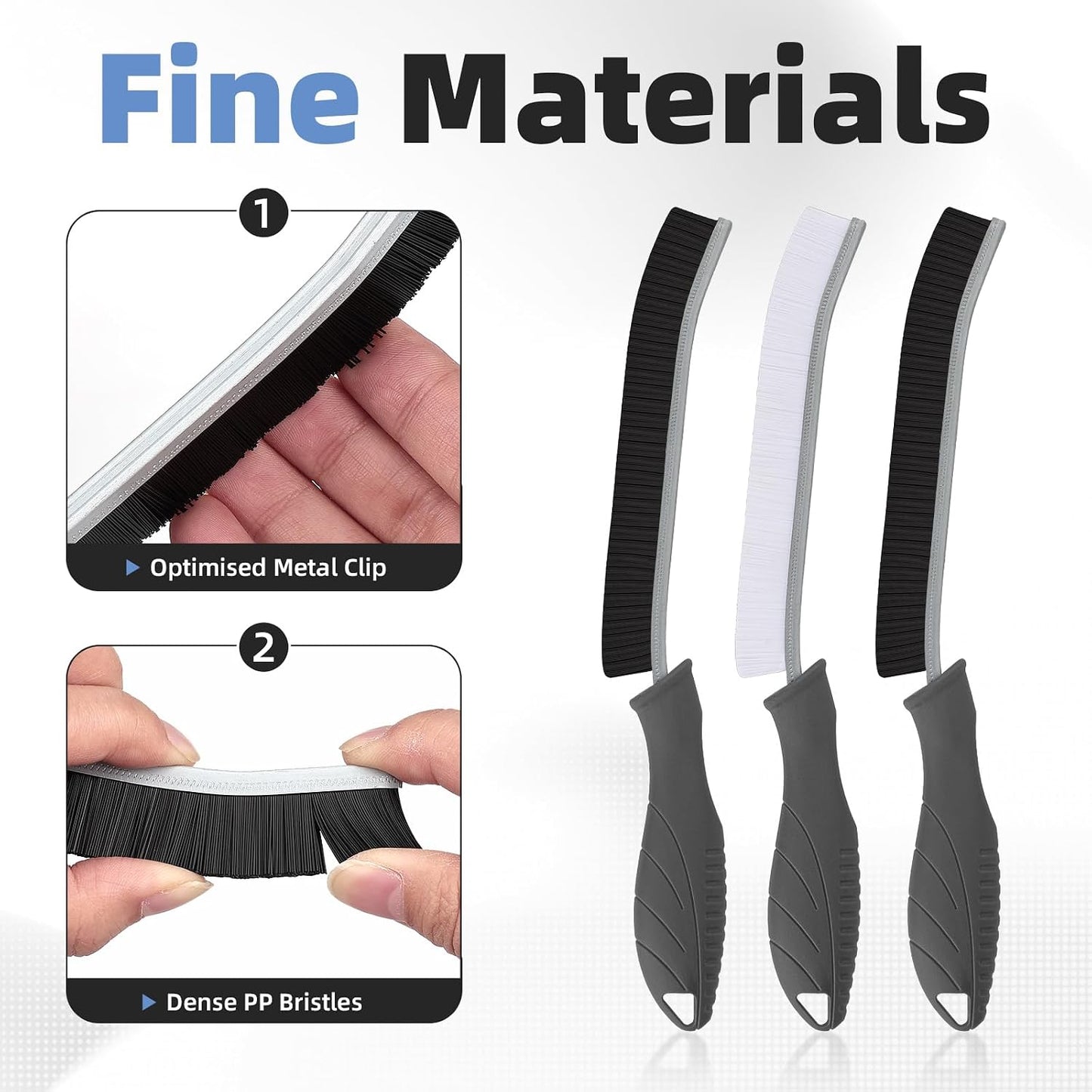 FOOGWEE Hard Bristle Crevice Cleaning Brush - Cleaning Tools for Household Use, Multifunctional Gap Cleaning Supplies for Kitchen, Bathroom, Toilet, Window, Vehicle, Faucets, Grout, Home (Black)