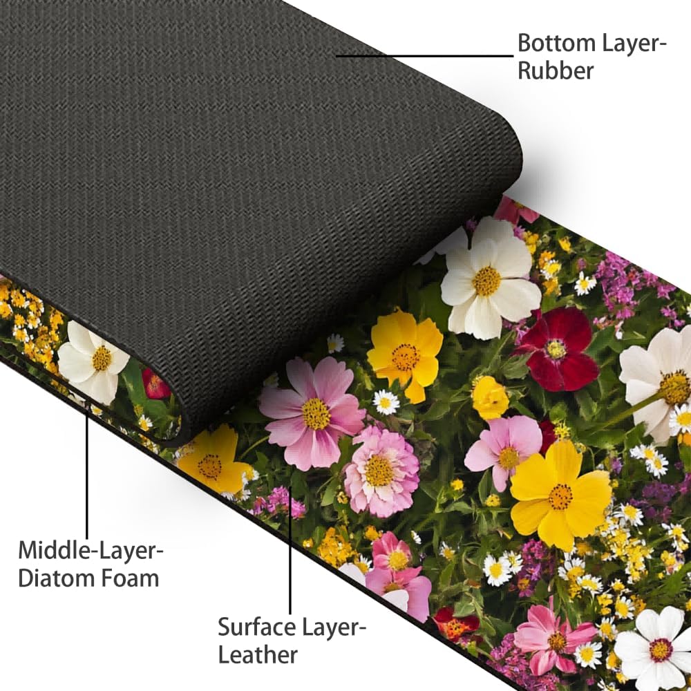 Bimkole 2 PCS Faucet Absorbent Mat, Kitchen Faucet Sink Splash Guard Wraparound Cloth Pads Drip Catcher for Sink Faucet for Kitchen Bathroom Faucet, Colorful Faucet Mat, 15 x 4 Inch Flower A6