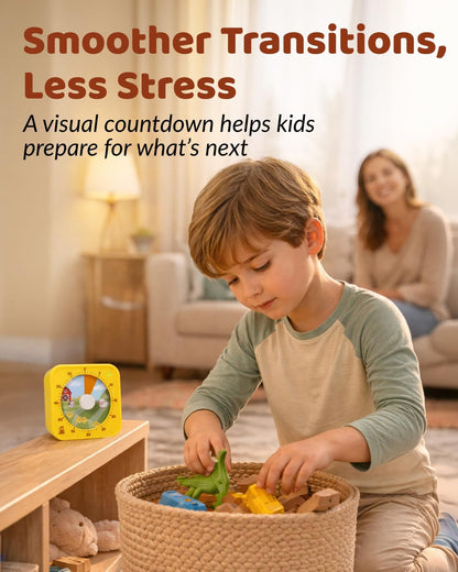 Visual Timer for Kids - The Perfect Kids Timer Visual Aid for Classroom, Home & Desk Use - Great for Study, Productivity, Toddlers Shower & Potty Training Time 60 Minute Countdown Timers (Dinosaur)