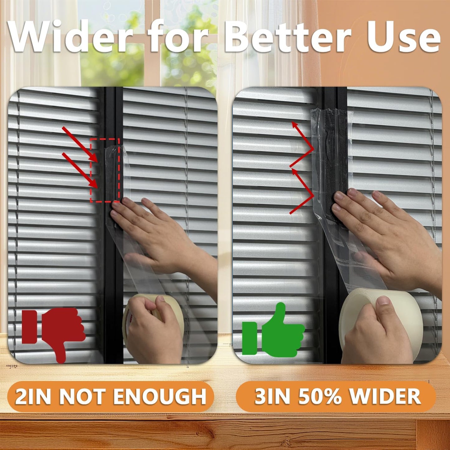 SWRT 2" x30YD 8Mil Window Sealing Tape No Residue | 8 mil thick, heavy duty, transparent, Window seal kit for summer heat, Window insulation in summer, Sealling window AC units,