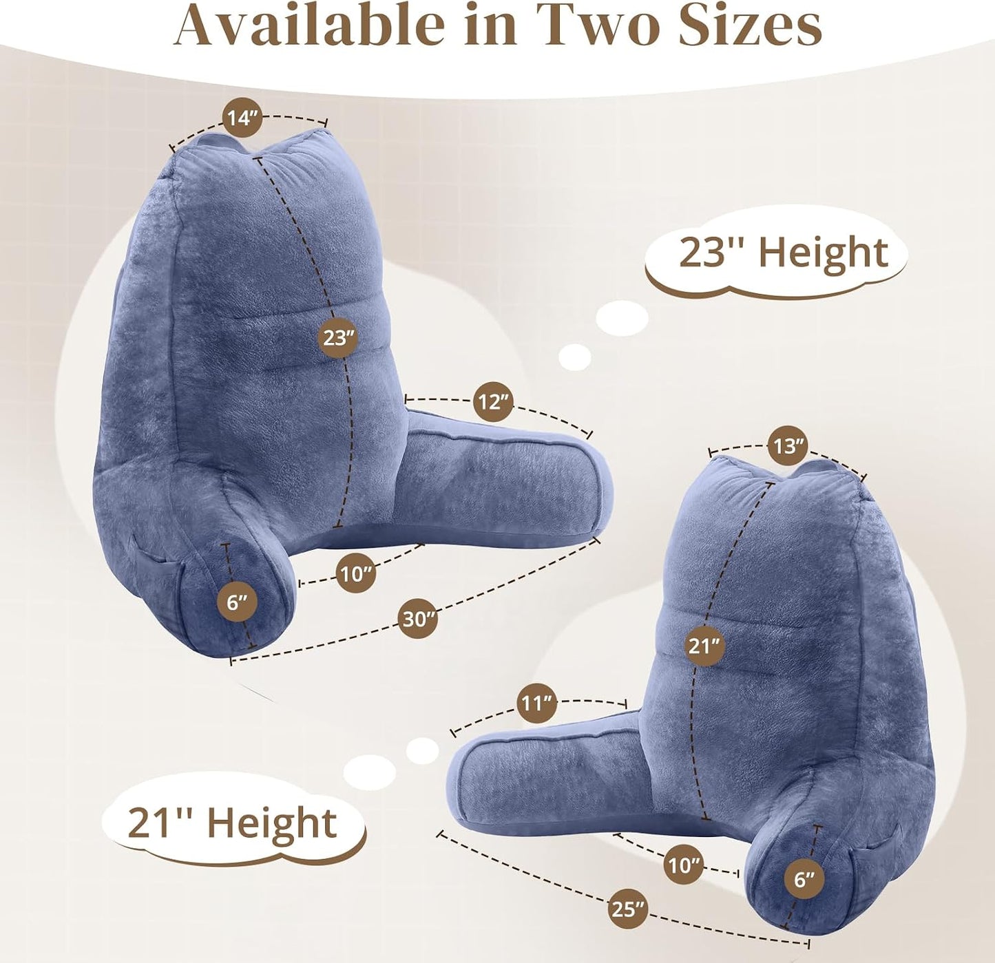 Sasttie Reading Pillows for Sitting in Bed Adult, Back Pillow Bed Sitting Up, Back-Rest Support Cushion for Sit Up on Couch, Sofa, and Floor, Dorm Essentials, Oeko-Tex Certified, Dark Grey