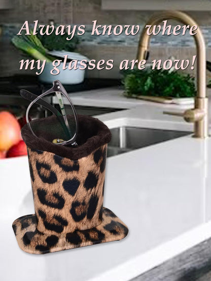 Baitaihem Pack of 2 Plush Lined Eyeglasses Holder Stand Protective Glasses Case For Desks Or Nightstands