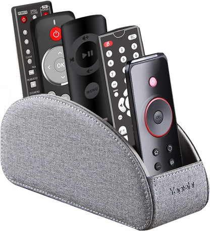Pu Leather TV Remote Control Holder with 5 Compartments,Remote Caddy/Tray | Bedside Table Desk Storage Box/Organizer for Pen,DVD,Blu-Ray,Media Player,Heater Controller,Cosmetics,Glasses,Office Supplies