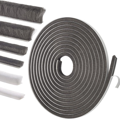 Self-Adhesive Weather Stripping Seal for Doors & Windows – Soundproof Insulation Gap Filler for Sliding, Exterior, Front, and Jamb Frames – 0.2" x 0.35" x 16.5 ft, Gray