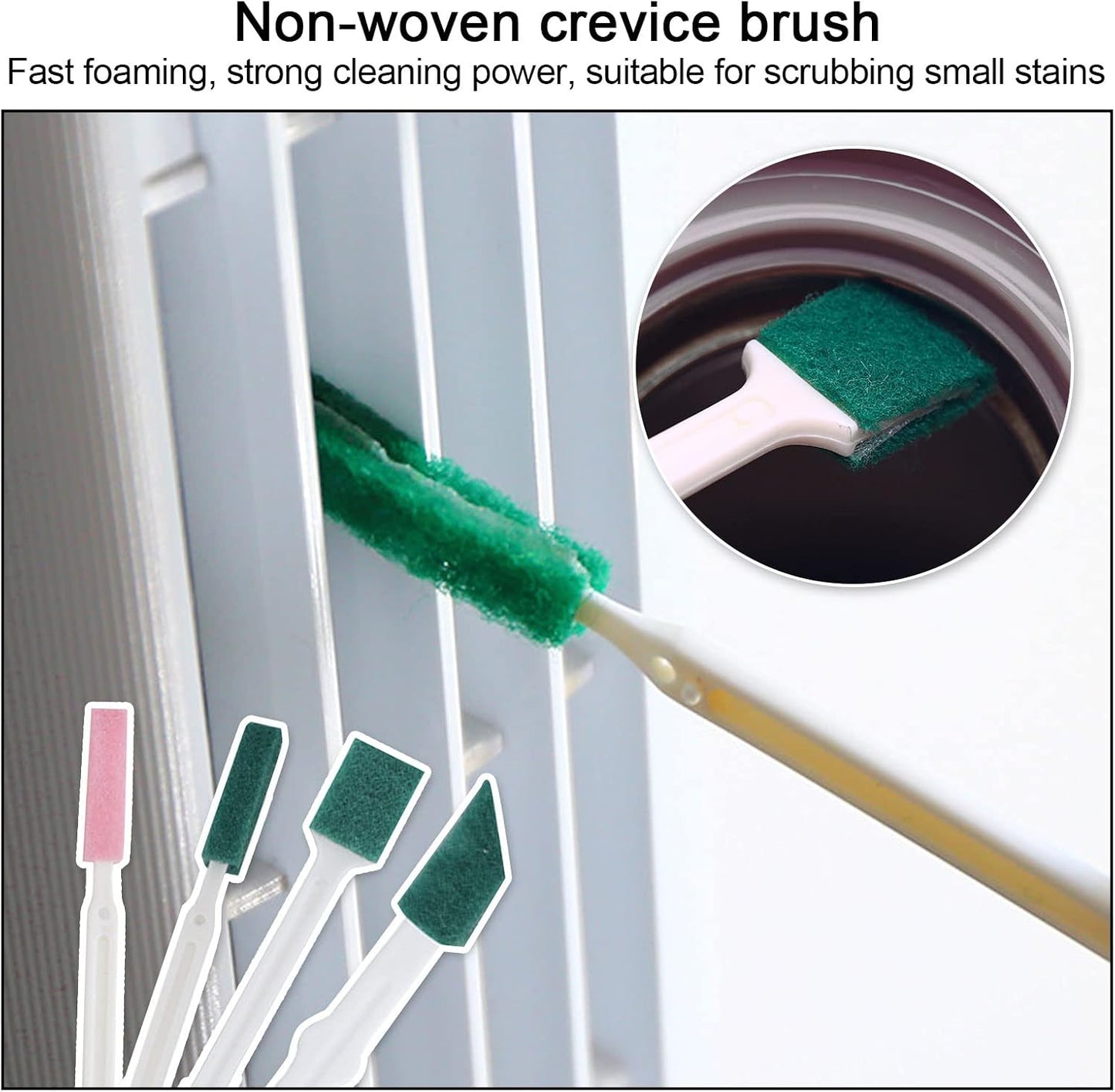 Crevice Cleaning Brushes (White) Deep Clean Set for Kitchen, Appliances, Grout, and Narrow Spaces - Small Detail Scrub Brush for Tile