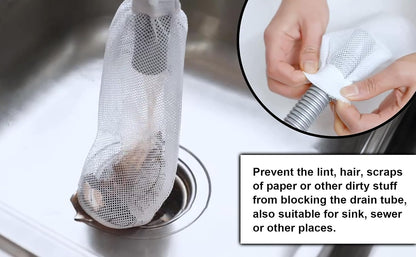 32-Piece Lint Trap and Cable Ties Set for Washing Machine, Includes 8 Nylon Mesh Lint Traps and 24 Cable Ties, Easy and Effective Lint Filtration (White)