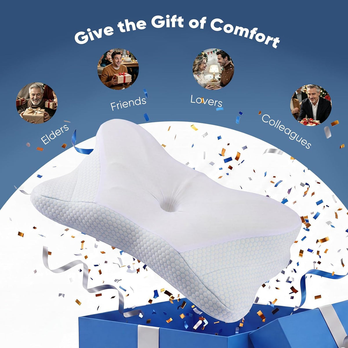 Sweetcrispy Cervical Pillow for Neck Pain Relief, Cooling Memory Foam