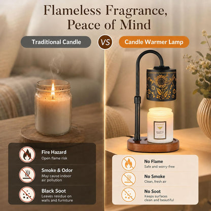 Dimmable Candle Warmer Lamp with Timer Adjustable Height for Scented Jar Candles Electric Candle Wax Melt Warmer for Home Decor Christmas Birthday Gifts for Women Mom(Hummingbird)