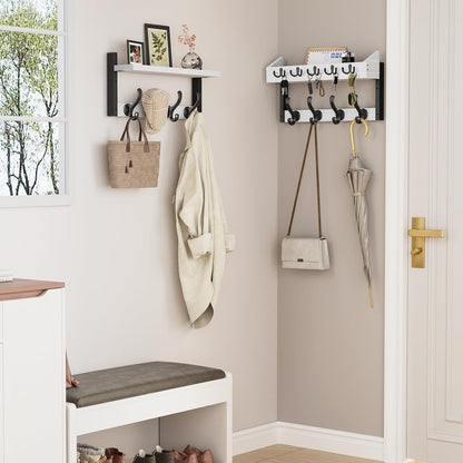 Evermagin 29" Coat Rack Wall Mount with Shelf for Entryway, Rustic Brown | Wall Mounted Coat and Key Rack with Hooks, Key Holder with Mail Organizer for Wall, Living Room, Mudroom, Bedroom