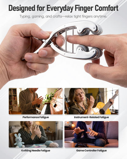 Stainless Steel Adjustable Finger Massage Roller for Knuckle & Palm, 2026 Updated Spring Lever Loaded Dual Roller Finger Massager Tool Manual Massage Roller for Trigger Finger Hand Fatigue Relief
