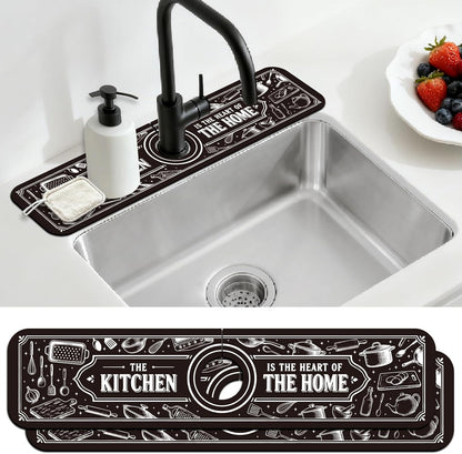 2Pcs Peonies Kitchen Sink Splash Guard Faucet Mat Vintage Florals Faucet Mat For Bathroom Kitchen 5.5x23.6In