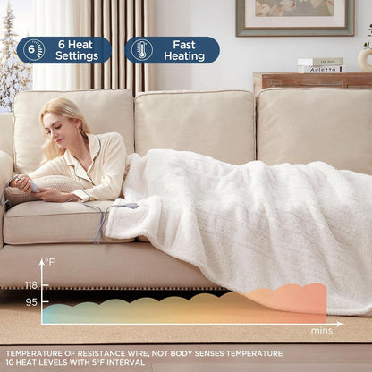 Westinghouse Electric Blanket Heated Throw, 6 Heat Settings, Grey
