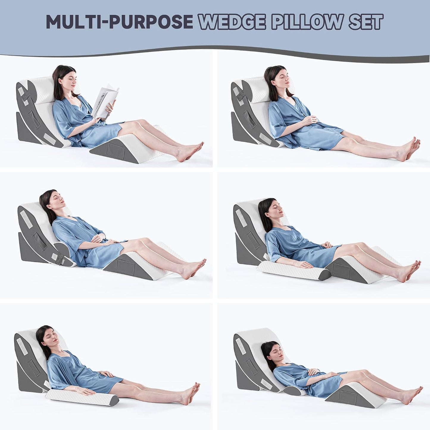 Yojoker Leg Elevation Pillows for Swelling, Memory Foam Wedge Pillow for Legs Blood Circulation, Leg Elevation Pillows for After Surgery, Knee Wedge Pillow for Sleeping Back Hip Ankles Relief