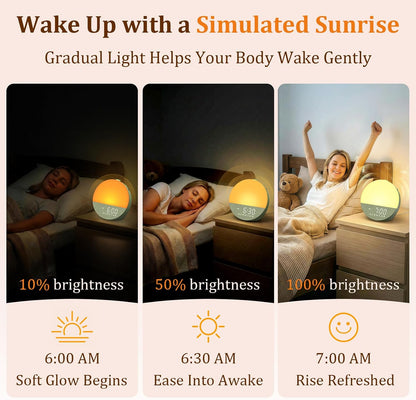 Sunrise Alarm Clock with Sound Machine, Gentle Wake Up Light for Bedroom