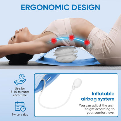 Back Stretcher for Lower Back Pain Relief, Lumbar Support Board | Adjustable air compression decompression device, ergonomic spine stretcher for home office, ABS & EVA material