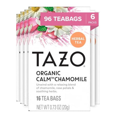 TAZO Calm Chamomile Herbal Tea Bags, 96 Count (16ct - 6-Pack)
