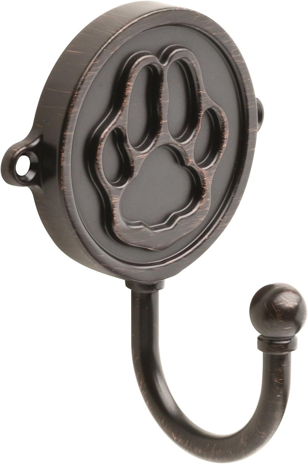 Franklin Brass Paw Print (1-Pack) Single Wall Hooks 1-Prong Venetian Bronze Dog Themed Hooks for Hanging Leash, Dog Harness, Wall Mount Hanger, Organization Decorative Wall Hooks FBPAWHK-VBR-C