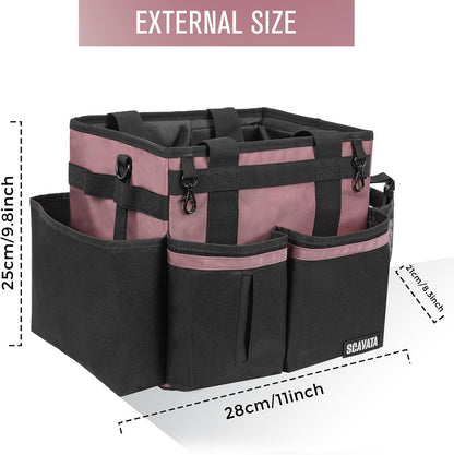SCAVATA Compact Wearable Cleaning Caddy with Handle & Shoulder Straps | Small Cleaning Supplies Organizer, Under Sink & Car Cleaning Tools Storage Bag for Housekeepers Cleaners, Black