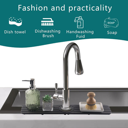 Water Absorbing Stone Kitchen Sink Mat Faucet Splash Guard for Bathroom | Quick Dry, Raised Feet, Diatomaceous Earth, Stone Faucet Mat, Sink Protector for Counter, Sink Accessories, Bathroom Decor