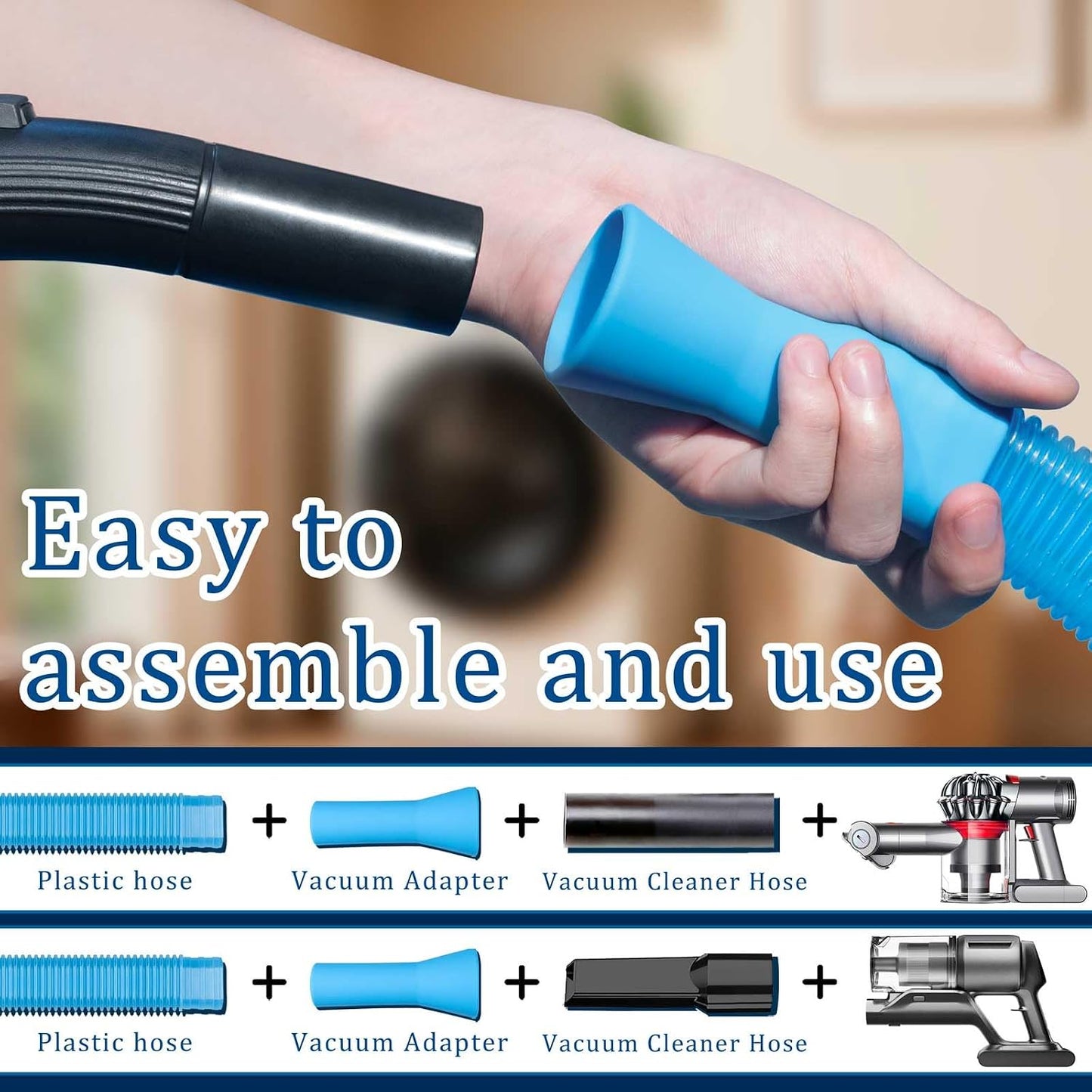 Dryer Vent Cleaner Kit, Vacuum Hose & Brush for Lint Trap Cleaning | Flexible Dryer Vent Cleaning Hose with Brush Attachment, Universal Vacuum Adapter for Deep Dryer Lint Trap Removal