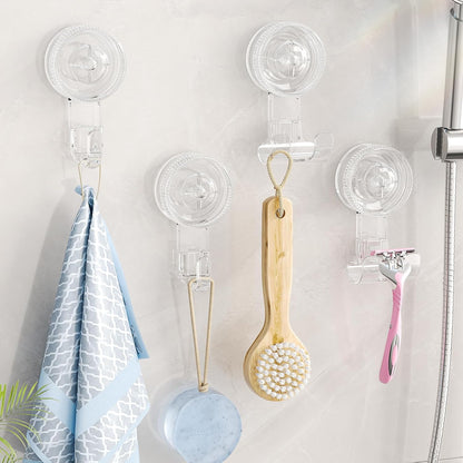 LUXEAR Suction Hooks, 2 Pack Razor Hooks Removable & Reusable | Shower Hook Damage-Free Powerful Suction Hanger for Towel Bathrobe Loofah Bathroom Kitchen Storage Hooks Weather Hanger